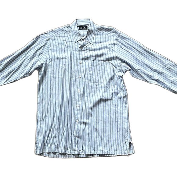 Other - SULKA Blue Stripe Button Down Long Sleeve Cotton Shirt   Mens Size Large